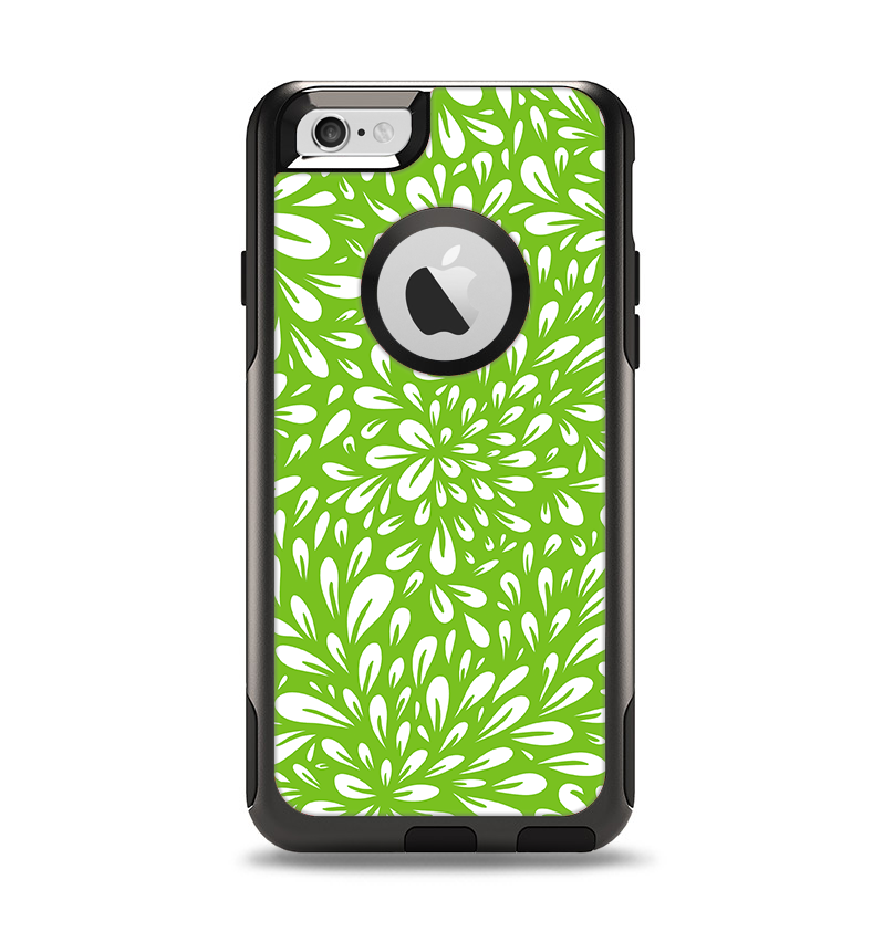 The Light Green & White Floral Sprout Apple iPhone 6 Otterbox Commuter Case Skin Set