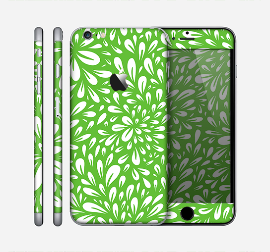 The Light Green & White Floral Sprout Skin for the Apple iPhone 6 Plus
