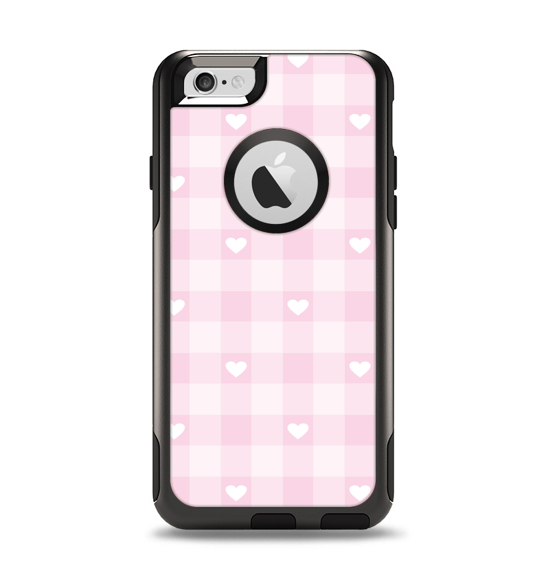 The Light Pink Heart Plaid Apple iPhone 6 Otterbox Commuter Case Skin Set