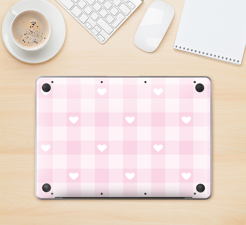 The Light Pink Heart Plaid Skin Kit for the 12" Apple MacBook (A1534)