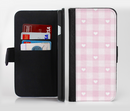 The Light Pink Heart Plaid Ink-Fuzed Leather Folding Wallet Credit-Card Case for the Apple iPhone 6/6s, 6/6s Plus, 5/5s and 5c