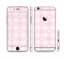 The Light Pink Heart Plaid Sectioned Skin Series for the Apple iPhone 6s Plus