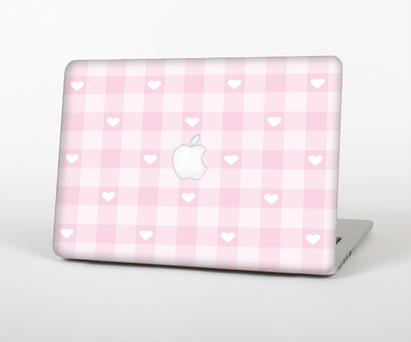 The Light Pink Heart Plaid Skin Set for the Apple MacBook Pro 15" with Retina Display