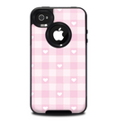 The Light Pink Heart Plaid Skin for the iPhone 4-4s OtterBox Commuter Case