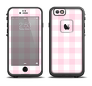 The Light Pink and White Plaid Pattern Apple iPhone 6/6s LifeProof Fre Case Skin Set