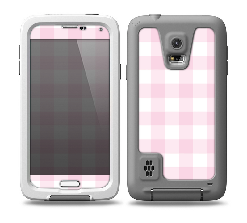 The Light Pink and White Plaid Pattern Skin for the Samsung Galaxy S5 frē LifeProof Case