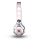 The Light Pink and White Plaid Pattern Skin for the Beats by Dre Mixr Headphones