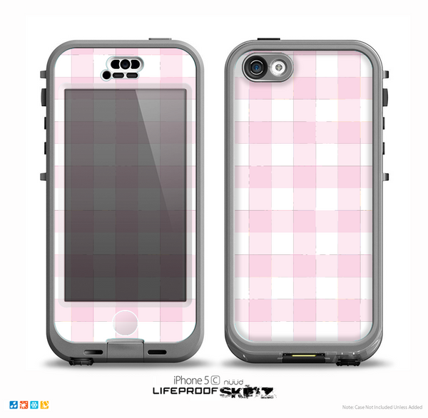 The Light Pink and White Plaid Pattern Skin for the iPhone 5c nüüd LifeProof Case