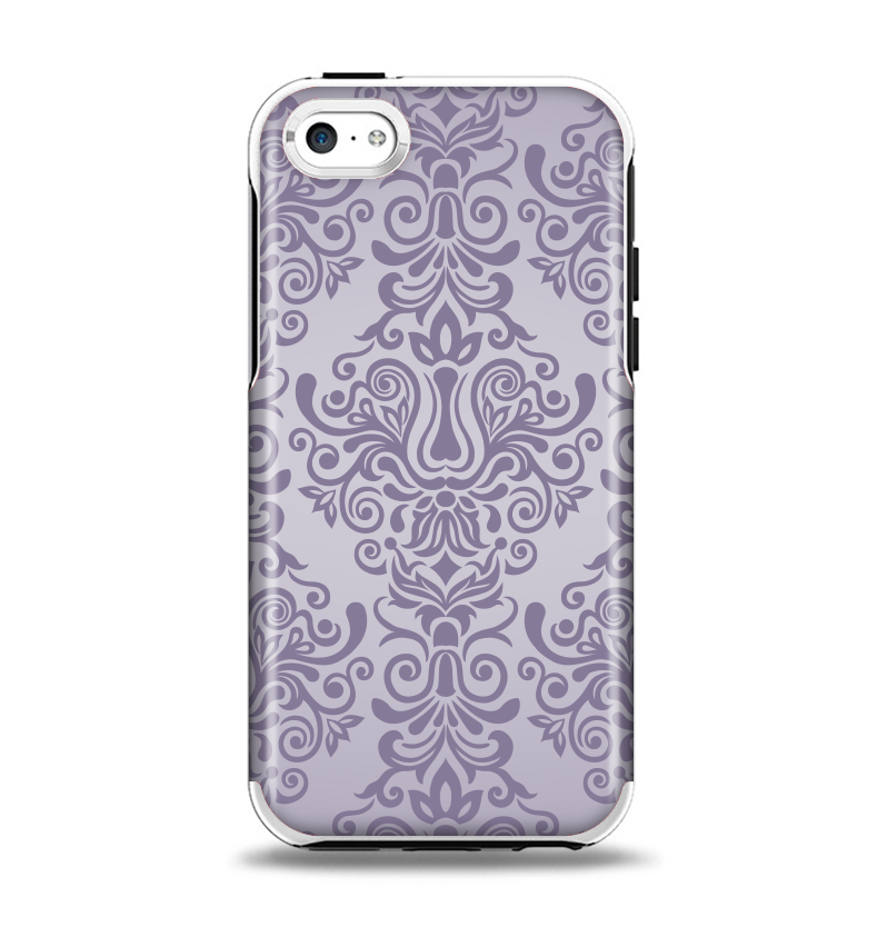 The Light Purple Damask Floral Pattern Apple iPhone 5c Otterbox Symmetry Case Skin Set