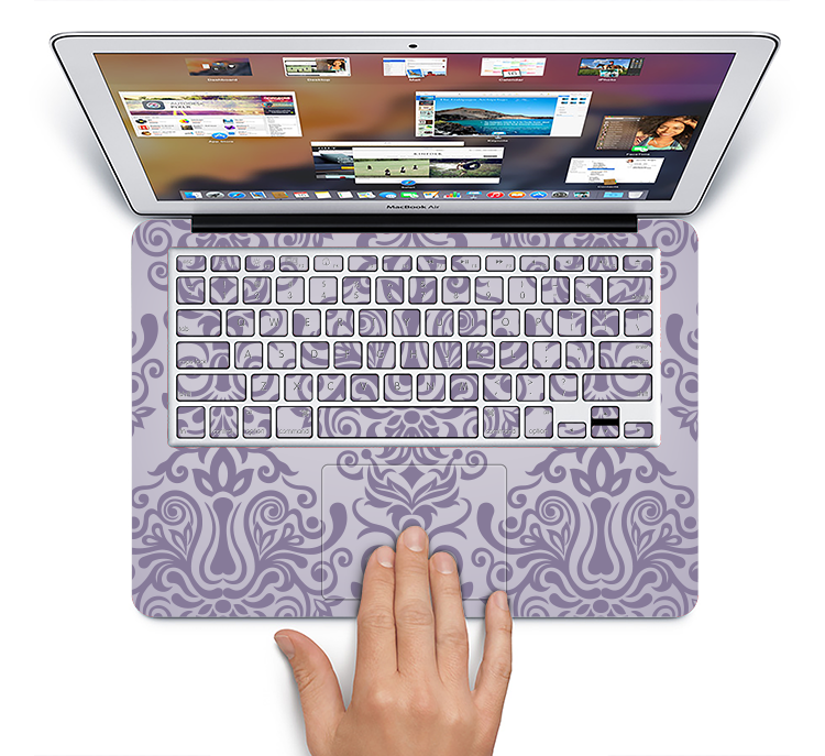 The Light Purple Damask Floral Pattern Skin Set for the Apple MacBook Pro 13"   (A1278)