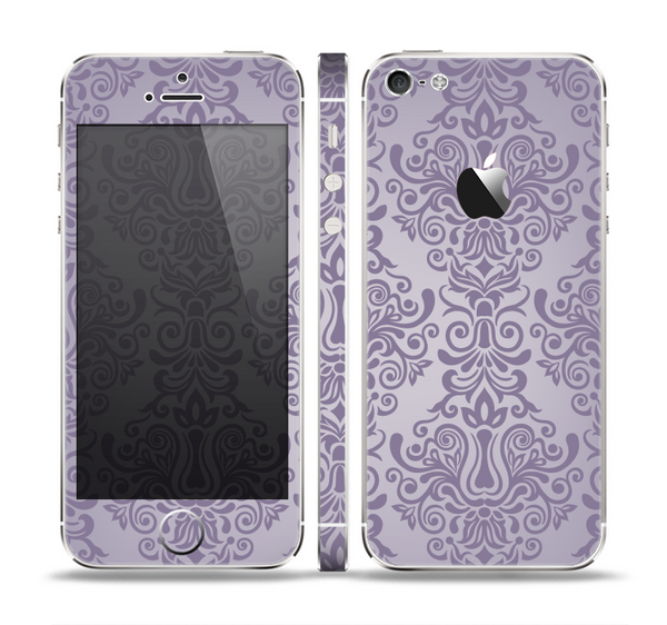 The Light Purple Damask Floral Pattern Skin Set for the Apple iPhone 5