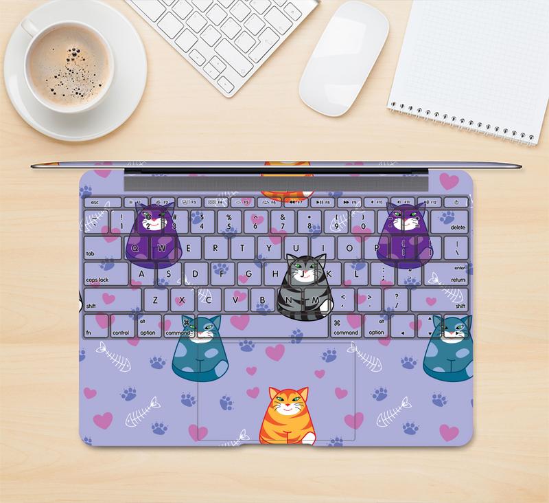 The Light Purple Fat Cats Skin Kit for the 12" Apple MacBook (A1534)