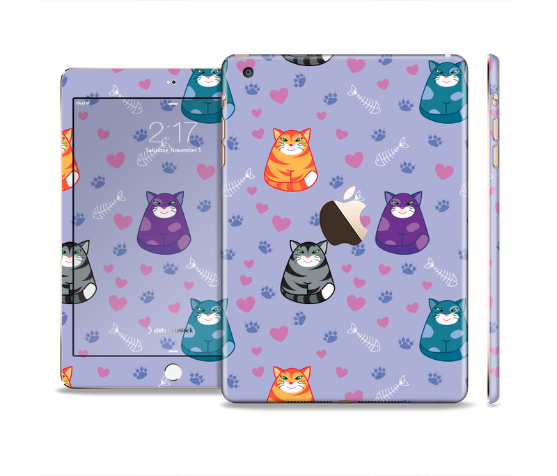 The Light Purple Fat Cats Full Body Skin Set for the Apple iPad Mini 3