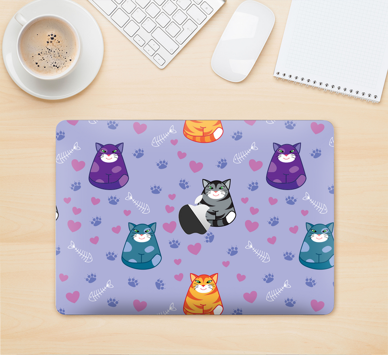 The Light Purple Fat Cats Skin Kit for the 12" Apple MacBook (A1534)