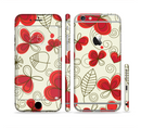 The Light Tan With Red Accented Flower Petals Sectioned Skin Series for the Apple iPhone 6s Plus