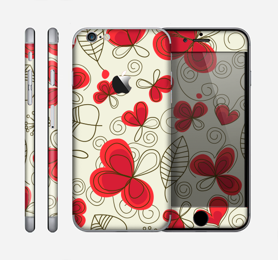 The Light Tan With Red Accented Flower Petals Skin for the Apple iPhone 6