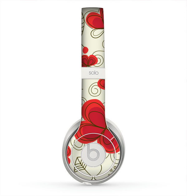 The Light Tan With Red Accented Flower Petals Skin for the Beats by Dre Solo 2 Headphones