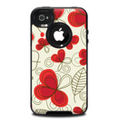The Light Tan With Red Accented Flower Petals Skin for the iPhone 4-4s OtterBox Commuter Case