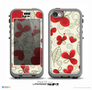 The Light Tan With Red Accented Flower Petals Skin for the iPhone 5c nüüd LifeProof Case