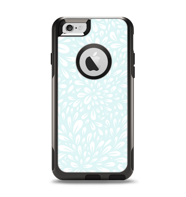 The Light Teal Blue & White Floral Sprout Apple iPhone 6 Otterbox Commuter Case Skin Set