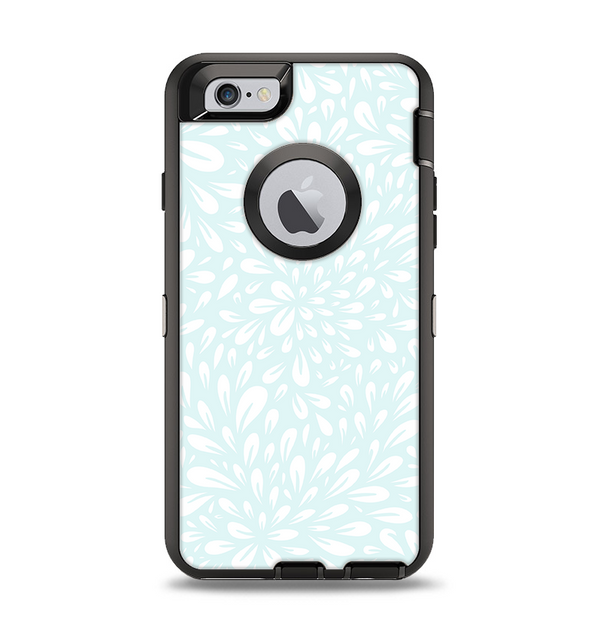 The Light Teal Blue & White Floral Sprout Apple iPhone 6 Otterbox Defender Case Skin Set