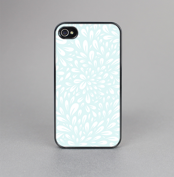 The Light Teal Blue & White Floral Sprout Skin-Sert for the Apple iPhone 4-4s Skin-Sert Case