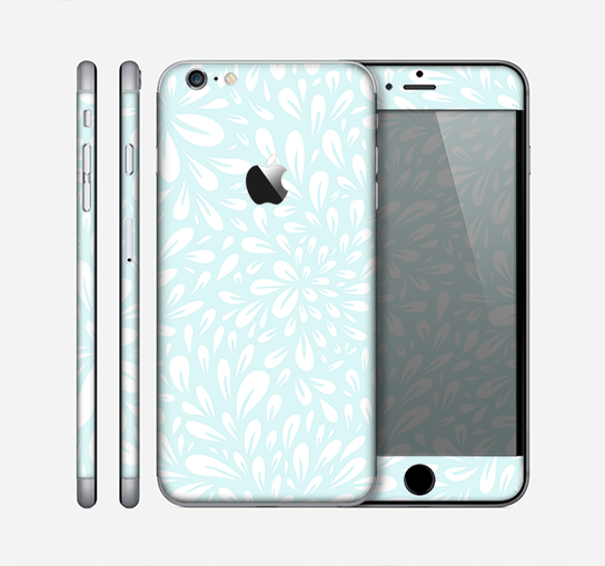The Light Teal Blue & White Floral Sprout Skin for the Apple iPhone 6 Plus