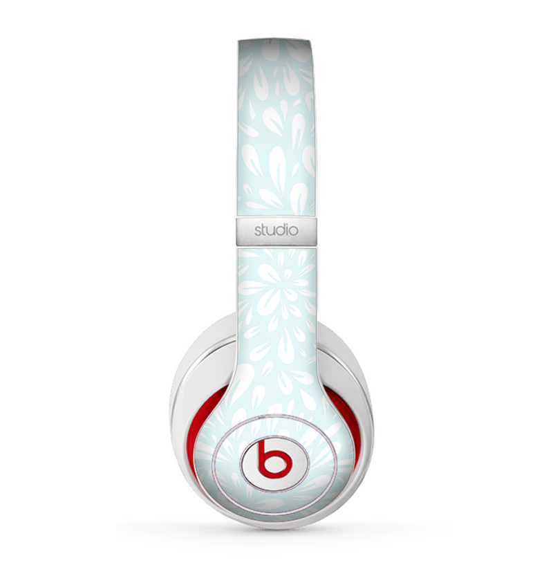 The Light Teal Blue & White Floral Sprout Skin for the Beats by Dre Studio (2013+ Version) Headphones