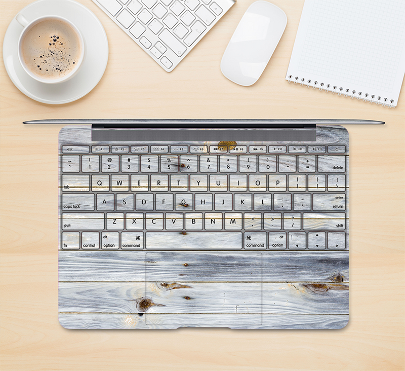 The Light Tinted Wooden Planks Skin Kit for the 12" Apple MacBook (A1534)