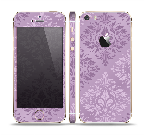 The Light and Dark Purple Floral Delicate Design Skin Set for the Apple iPhone 5s