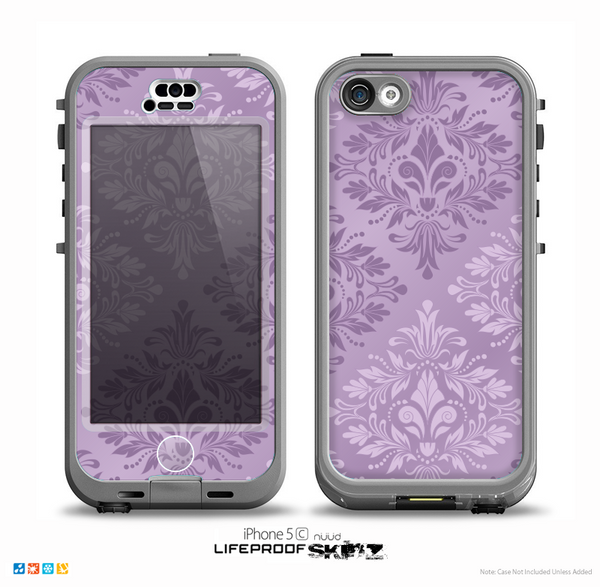 The Light Purple Damask Floral Pattern Skin for the iPhone 5c nüüd LifeProof Case