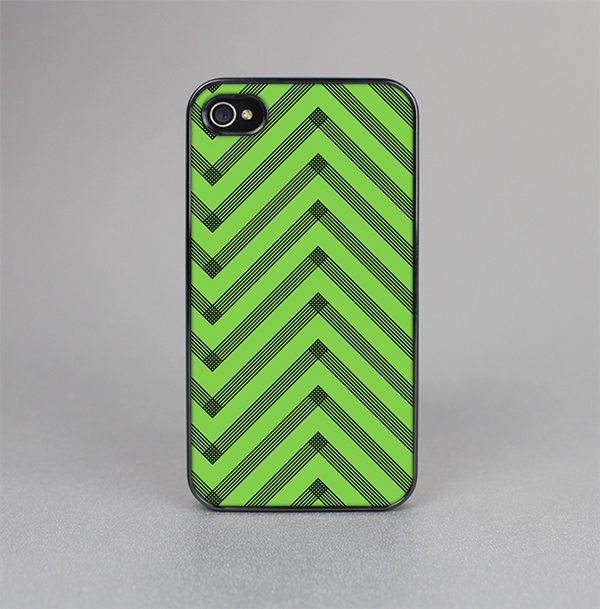 The Lime Green Black Sketch Chevron Skin-Sert for the Apple iPhone 4-4s Skin-Sert Case