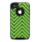 The Lime Green Black Sketch Chevron Skin for the iPhone 4-4s OtterBox Commuter Case