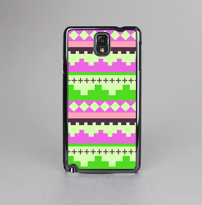 The Lime Green & Pink Tribal Ethic Geometric Pattern Skin-Sert Case for the Samsung Galaxy Note 3