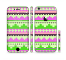 The Lime Green & Pink Tribal Ethic Geometric Pattern Sectioned Skin Series for the Apple iPhone 6s Plus