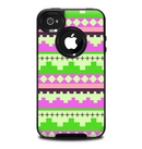 The Lime Green & Pink Tribal Ethic Geometric Pattern Skin for the iPhone 4-4s OtterBox Commuter Case