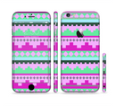 The Lime Green & Purple Tribal Ethic Geometric Pattern Sectioned Skin Series for the Apple iPhone 6s Plus