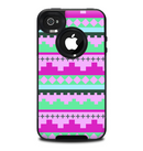 The Lime Green & Purple Tribal Ethic Geometric Pattern Skin for the iPhone 4-4s OtterBox Commuter Case