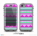 The Lime Green & Purple Tribal Ethic Geometric Pattern Skin for the iPhone 5c nüüd LifeProof Case