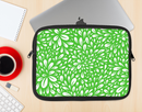 The Lime Green & White Floral Sprout Ink-Fuzed NeoPrene MacBook Laptop Sleeve