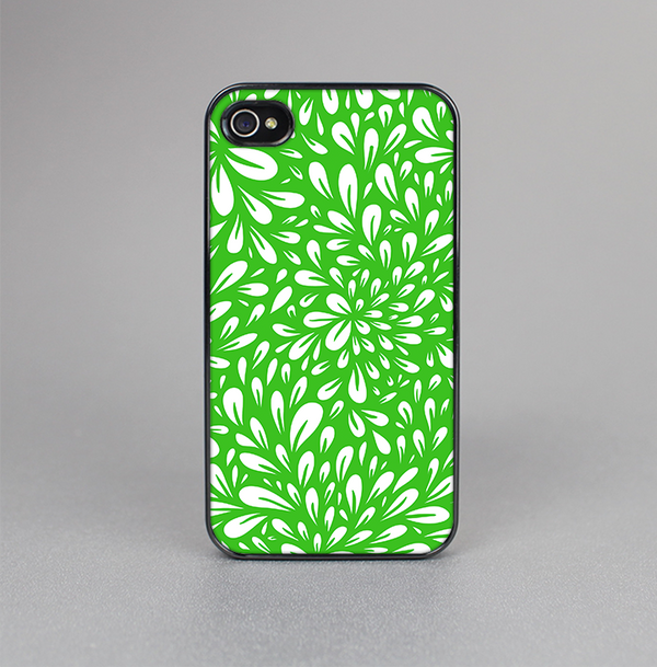 The Lime Green & White Floral Sprout Skin-Sert for the Apple iPhone 4-4s Skin-Sert Case