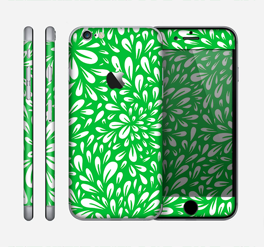 The Lime Green & White Floral Sprout Skin for the Apple iPhone 6