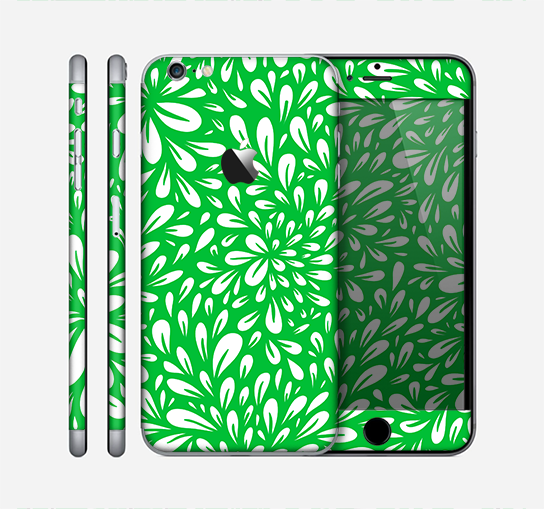 The Lime Green & White Floral Sprout Skin for the Apple iPhone 6 Plus