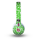 The Lime Green & White Floral Sprout Skin for the Beats by Dre Mixr Headphones
