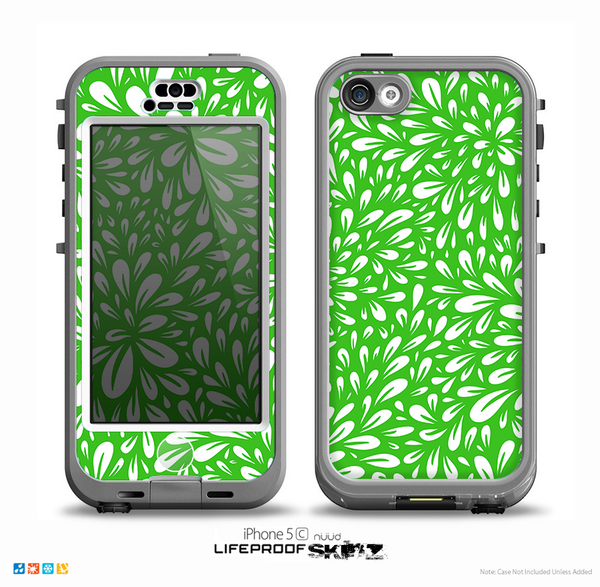 The Lime Green & White Floral Sprout Skin for the iPhone 5c nüüd LifeProof Case