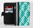 The Locking Green Pattern Ink-Fuzed Leather Folding Wallet Credit-Card Case for the Apple iPhone 6/6s, 6/6s Plus, 5/5s and 5c