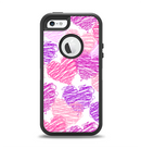 The Loopy Pink and Purple Hearts Apple iPhone 5-5s Otterbox Defender Case Skin Set