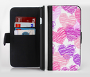 The Loopy Pink and Purple Hearts Ink-Fuzed Leather Folding Wallet Credit-Card Case for the Apple iPhone 6/6s, 6/6s Plus, 5/5s and 5c