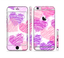 The Loopy Pink and Purple Hearts Sectioned Skin Series for the Apple iPhone 6s Plus