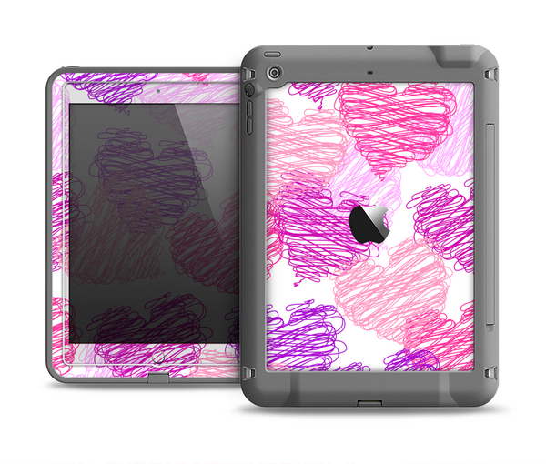 The Loopy Pink and Purple Hearts Apple iPad Air LifeProof Fre Case Skin Set